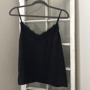 Black satin lace camisole